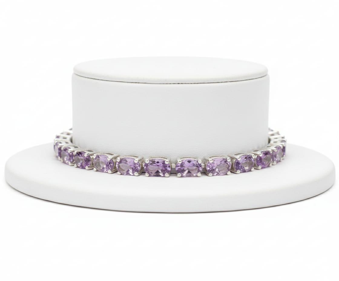 PINK AMETHYST TENNIS BRACELET 7.5''