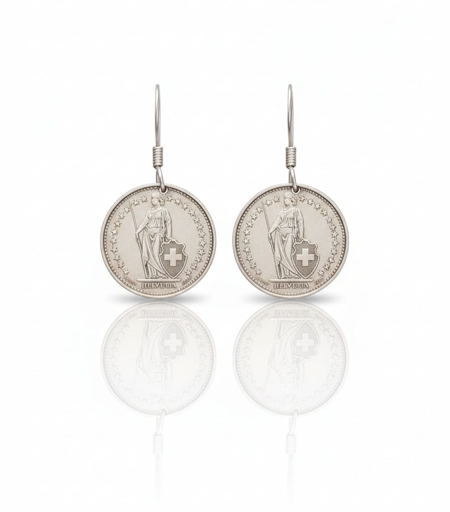 SILVER COIN 1/2 EARRING