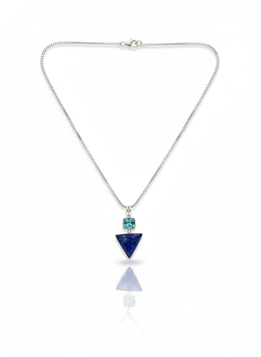LAPIS+SWISS BLUE TOPAZ PENDANT