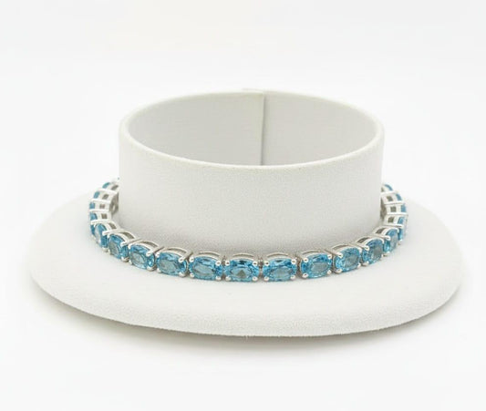 SWISS BLUE TOPAZ TENNIS BRACELET 7.5''