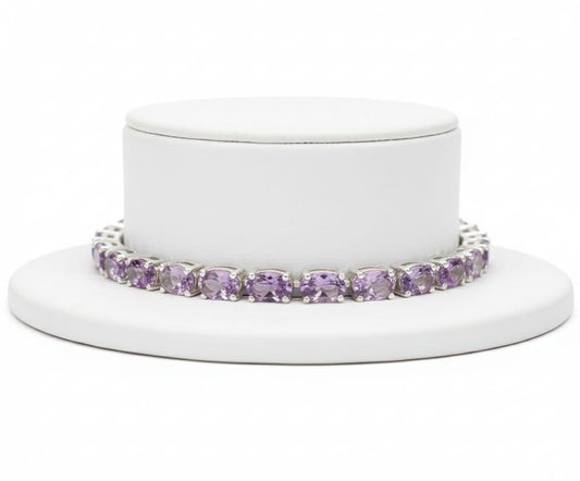 PINK AMETHYST TENNIS BRACELET 7.5''