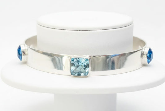 SKY BLUE TOPAZ & LONDON BLUE TOPAZ BANGLE
