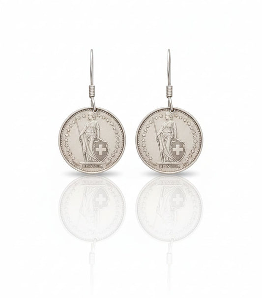 SILVER COIN 1/2 EARRING